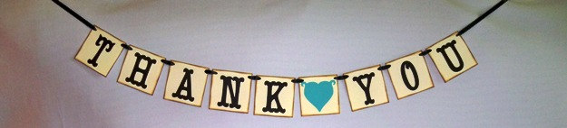 Mini Thank You Banner Blue Heart/ Wedding Garland/ Bunting/ Photo Prop/ May Customize Colors