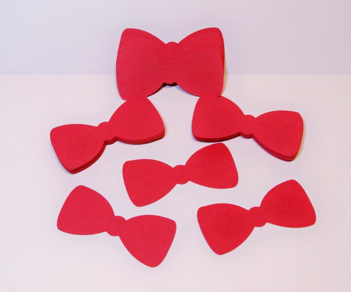 100 Bow Tie Die Cuts Red/ Cardstock Bow Ties/ Party Favors/ Wedding/ Little Man/ Photo Props/scrapbooking