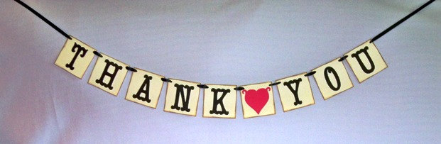 Mini Thank You Banner Red Heart/ Wedding Garland/ Bunting/ Photo Prop/ May Customize Colors