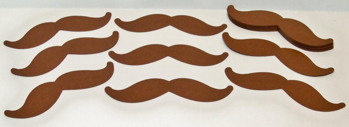 50 Brown Mustache Cardstock Die Cuts/ Moustache/ Stache/ Party Favors/ Wedding/ Little Man/ Gender Reveal/ Photo Props