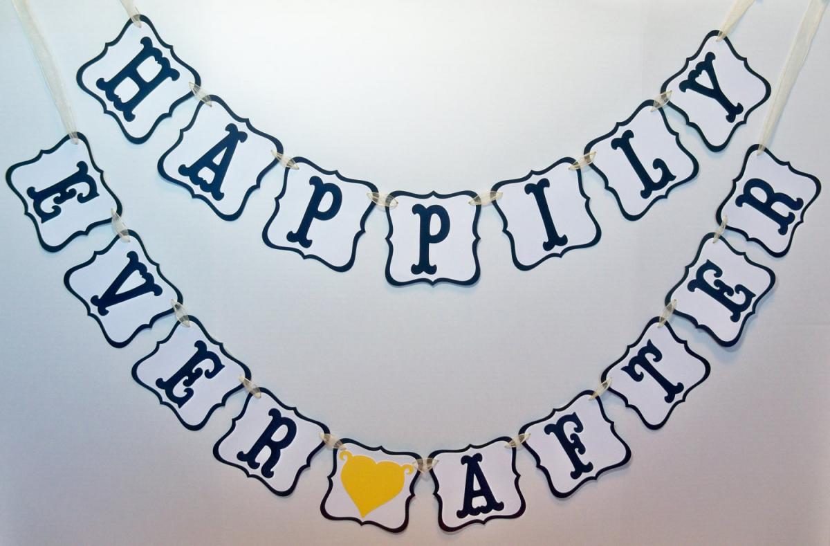 Happily Ever After Wedding Banner Anniversary Garland Can Custom Colors