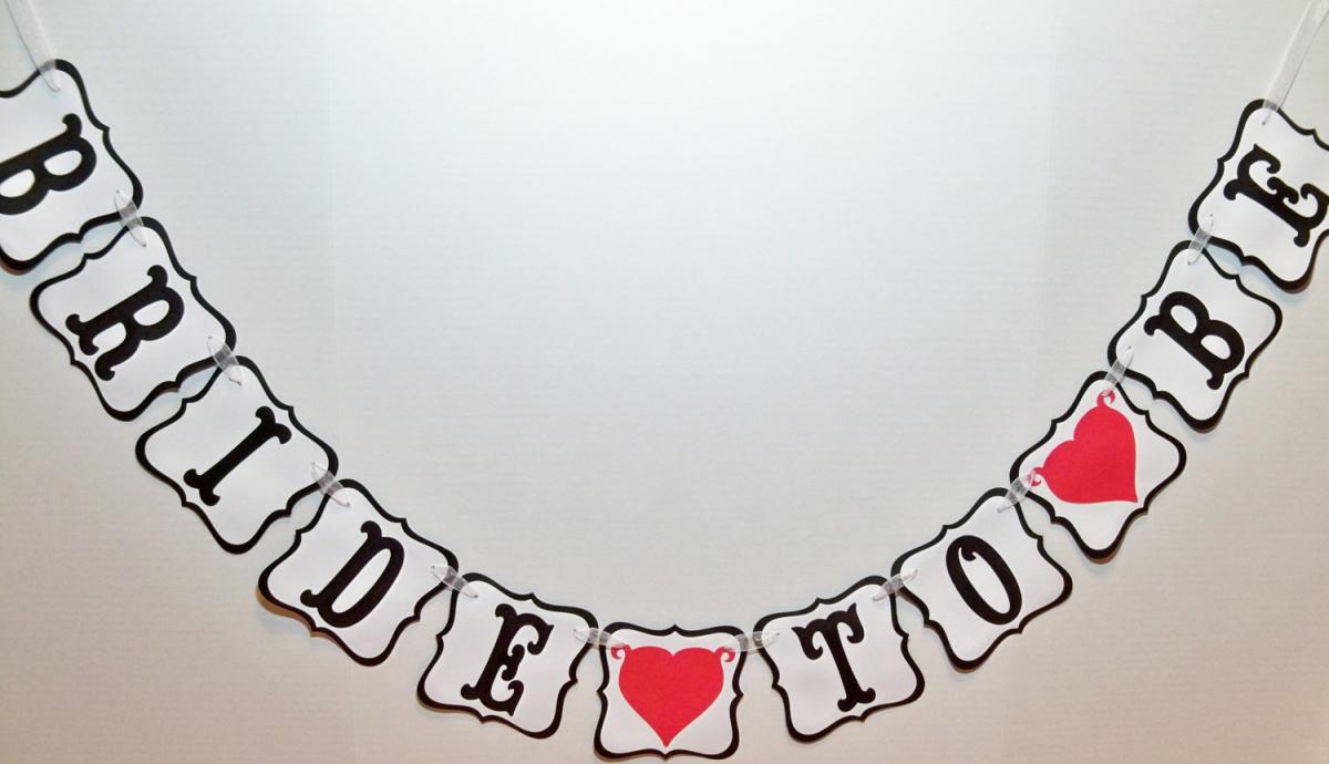 Bride To Be Banner Wedding Bridal Shower Garland Black And White Can Custom Color