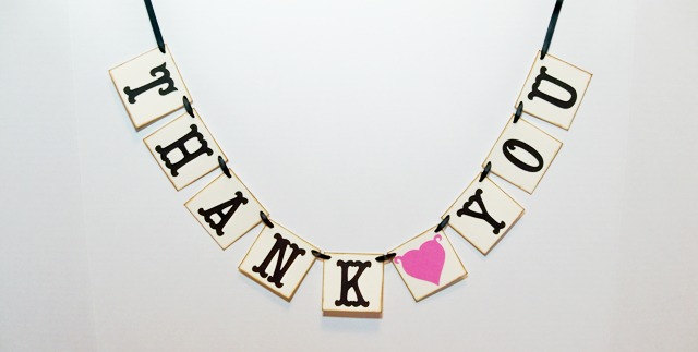 Mini Thank You Banner/weddomg Garland/bunting/pink Heart/wedding/ May Customize Colors